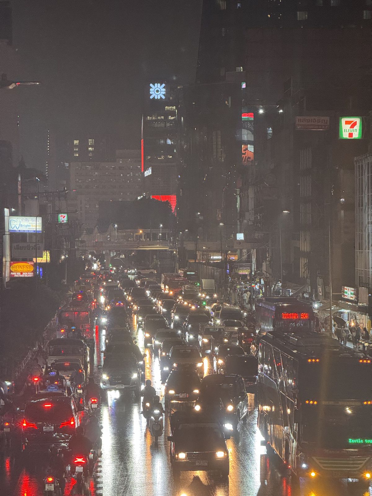 Traffic. At night. In the rain.