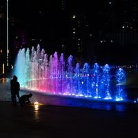 Dancing fountain, admirers